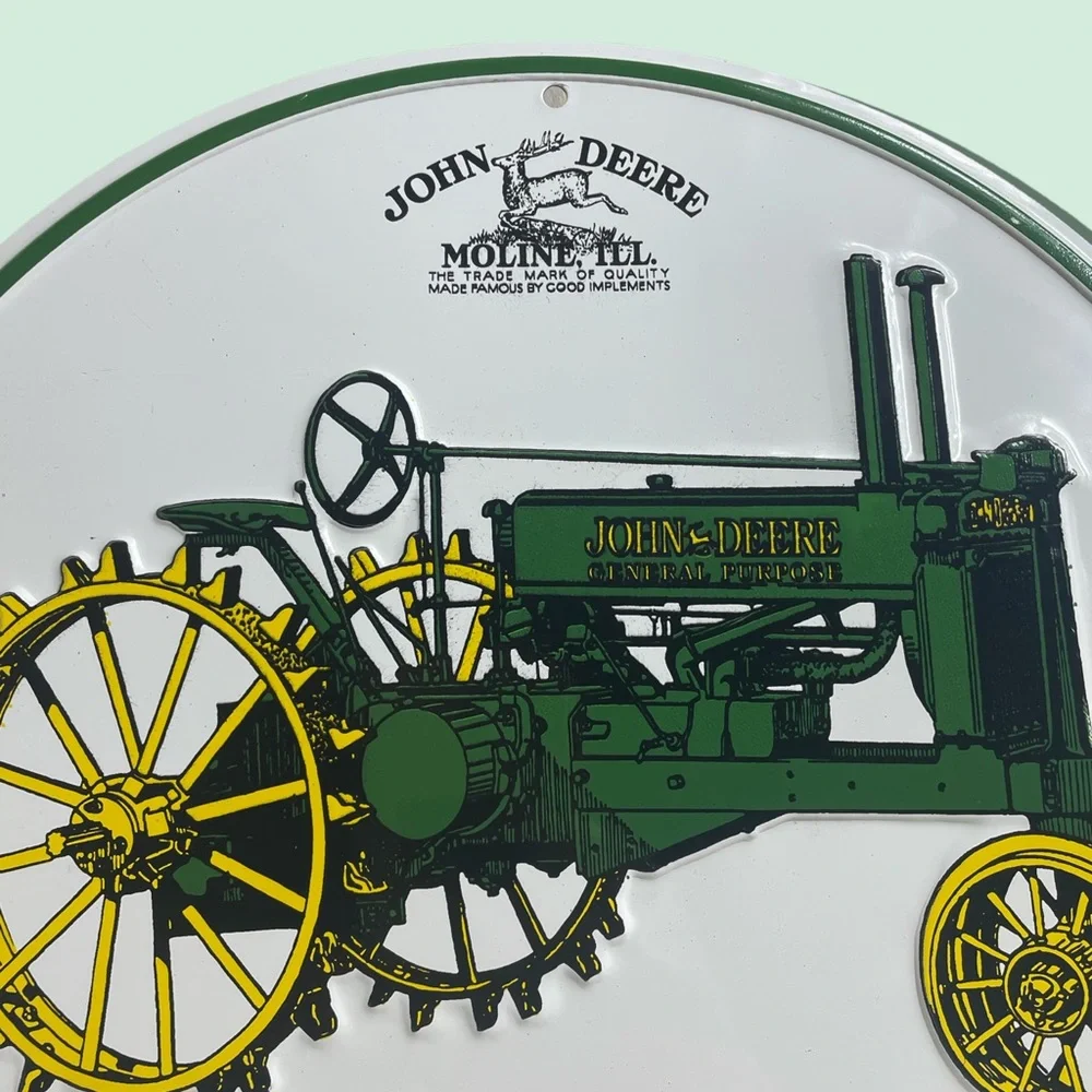 Vintage John Deere Licensed Product Model A Round Metal Sign Wall Decor